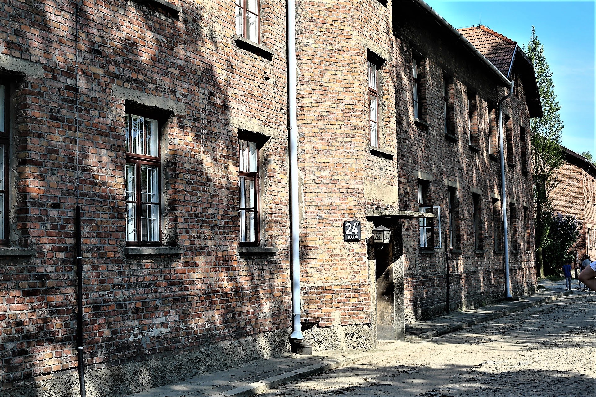 Brick barrack facade in warm afternoon light